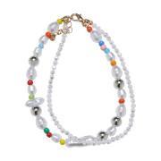 Necklace and ankle bracelet with various beads overlay woman Urban Classics